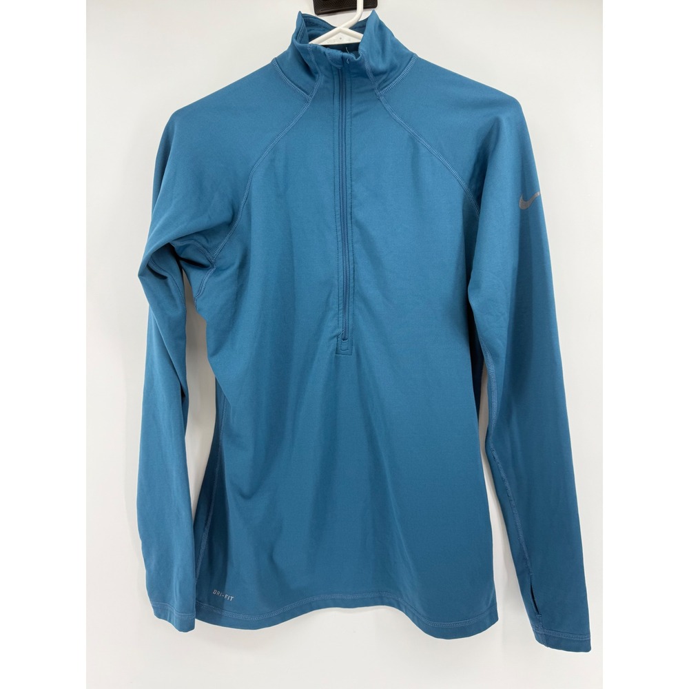 Nike Women's Long Sleeve Half-Zip Top Teal Blue